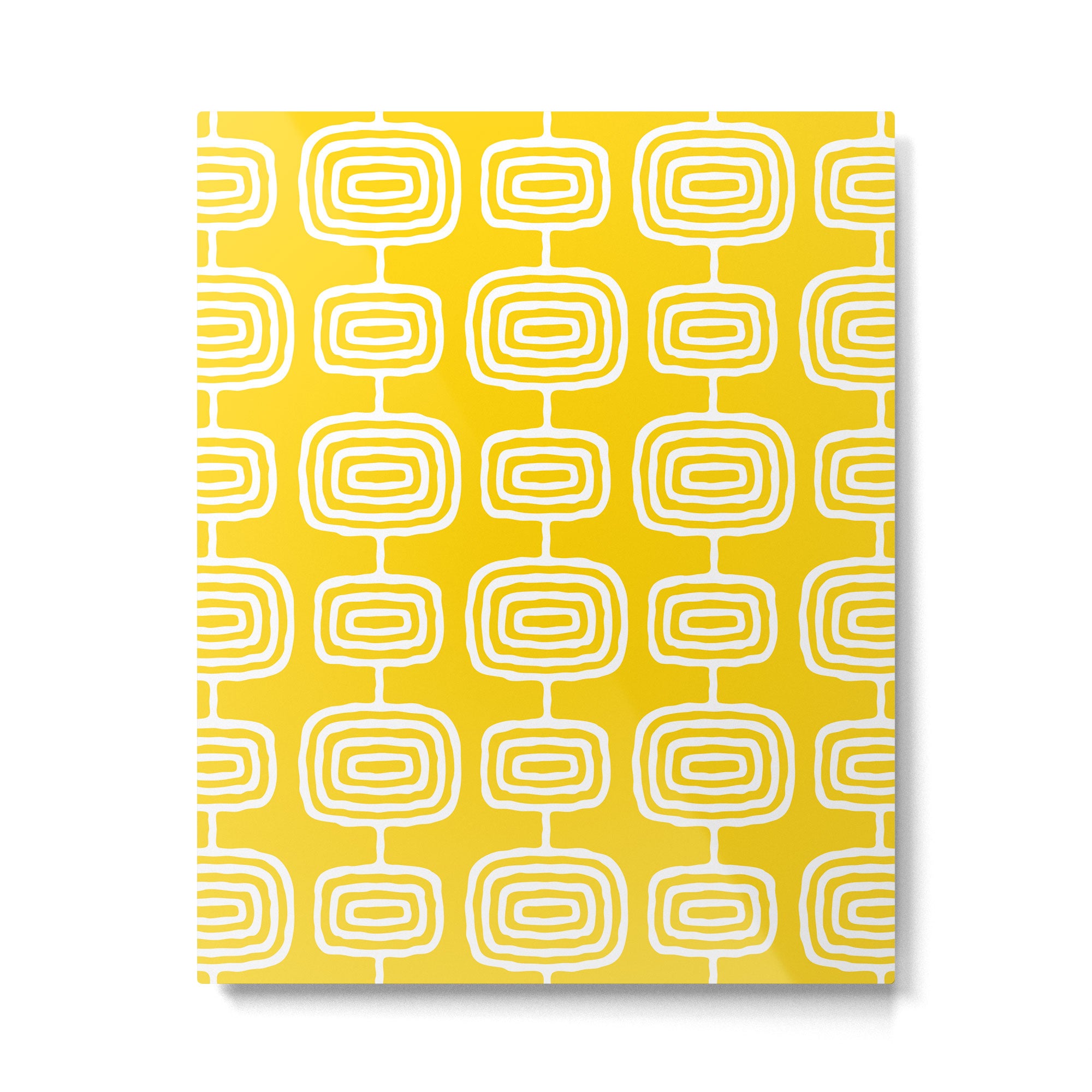 Mid Century Modern Atomic Rings Pattern Yellow Metal Print Gallery Image 6