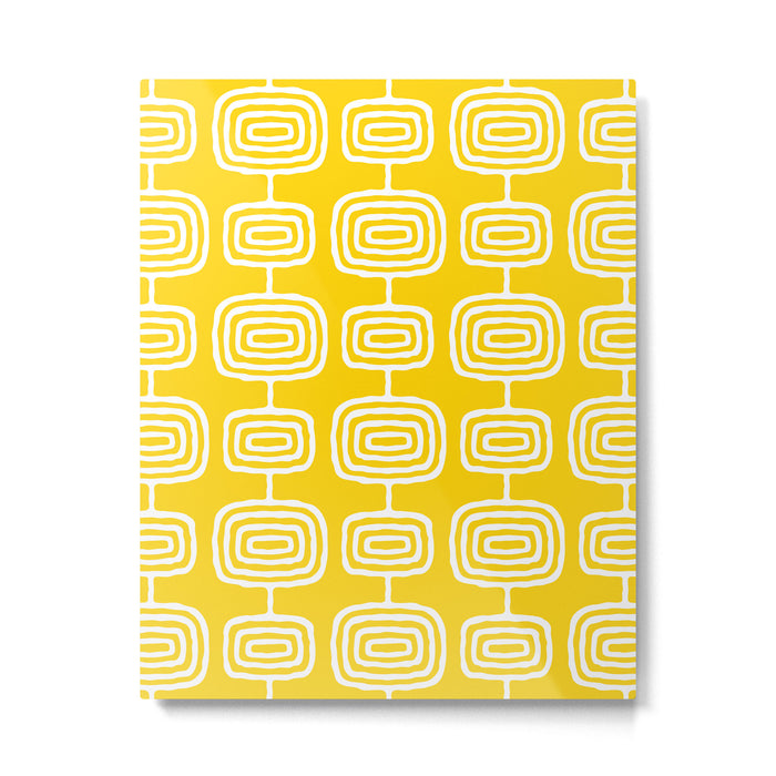 Mid Century Modern Atomic Rings Pattern Yellow Metal Print Gallery Image 1