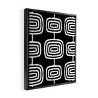 Mid Century Modern Atomic Rings Pattern 771 Black and White Framed Canvas Print Gallery Image 2