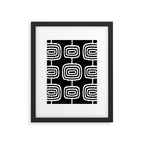 Mid Century Modern Atomic Rings Pattern 771 Black and White Framed Art Print Gallery Image 6