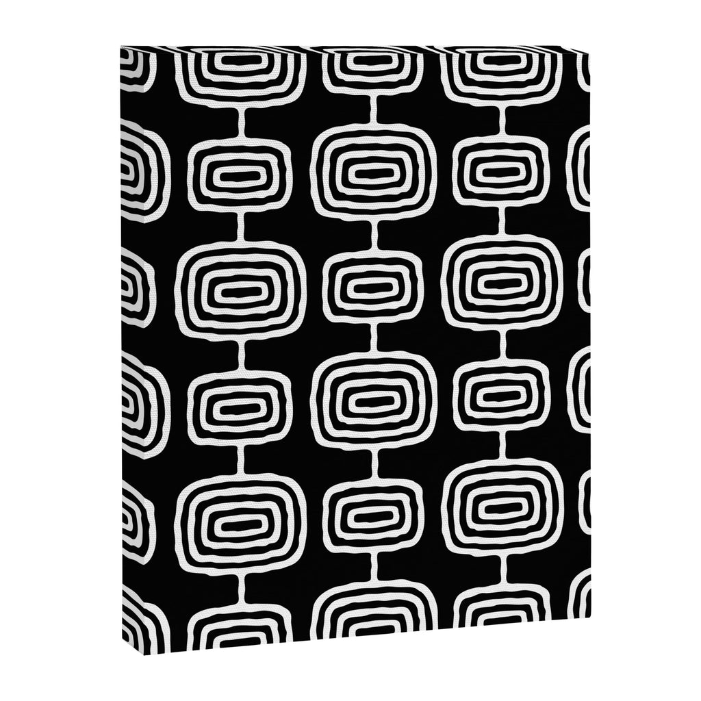 Mid Century Modern Atomic Rings Pattern Black and White Canvas Print Gallery Image 8