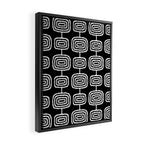 Mid Century Modern Atomic Rings Pattern Black and White Framed Canvas Print Gallery Image 2