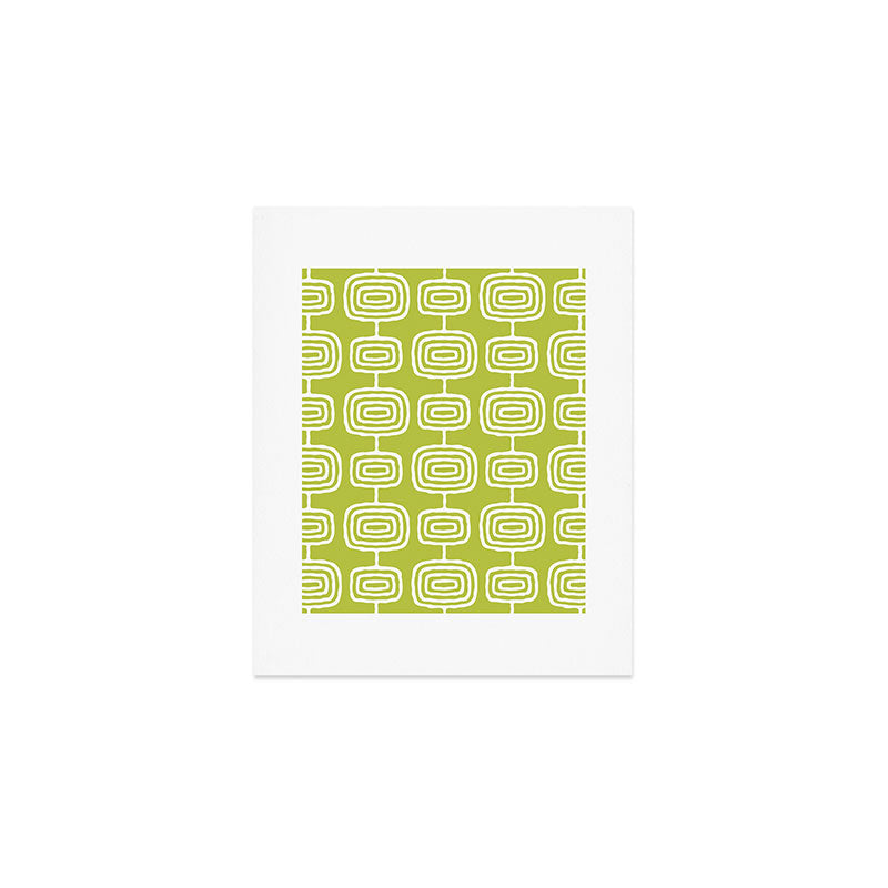 Mid Century Modern Atomic Rings Pattern Chartreuse Art Print Gallery Image 1