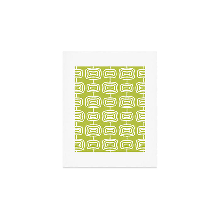 Mid Century Modern Atomic Rings Pattern Chartreuse Art Print Gallery Image 1