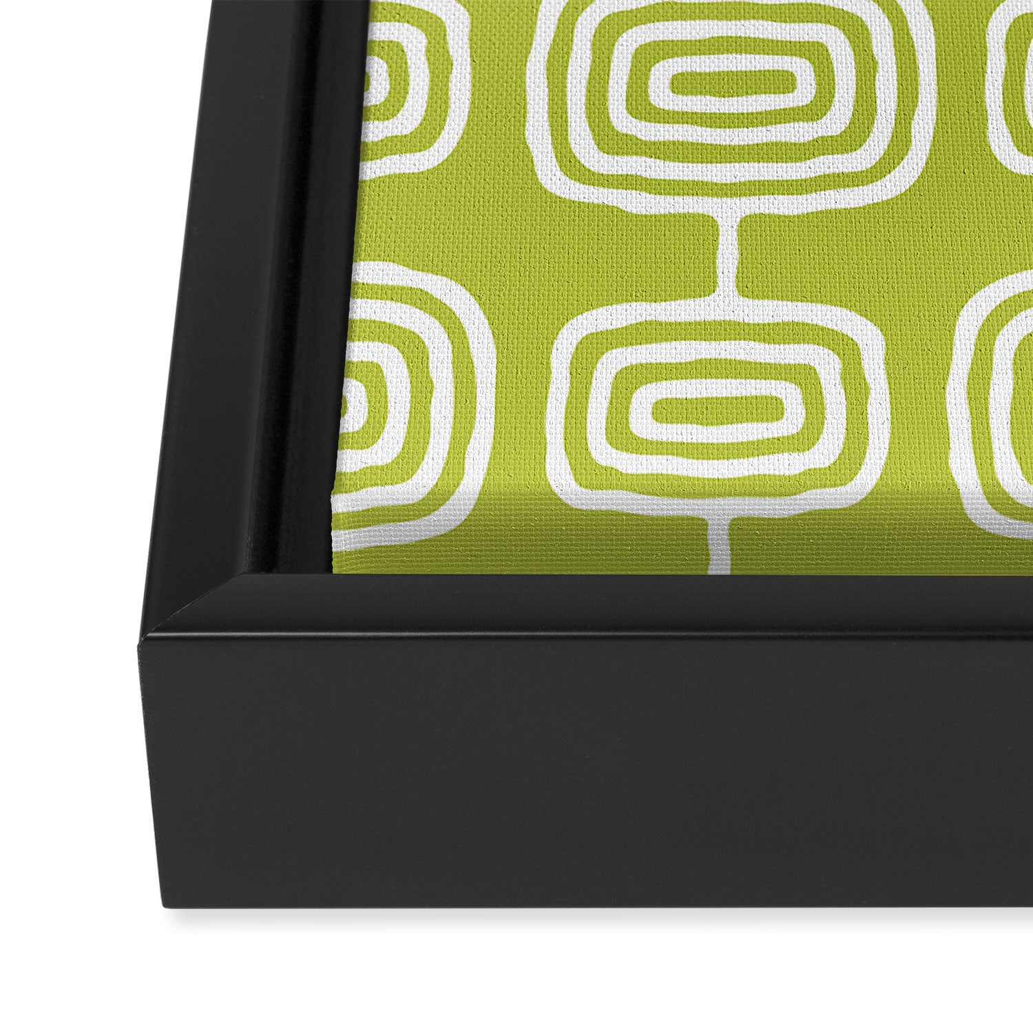 Mid Century Modern Atomic Rings Pattern Chartreuse Framed Canvas Print Gallery Image 3