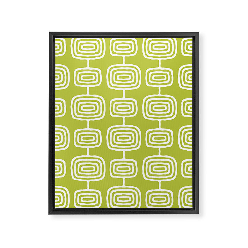 Mid Century Modern Atomic Rings Pattern Chartreuse Framed Canvas Print Gallery Image 8