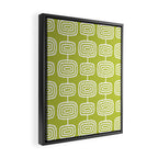Mid Century Modern Atomic Rings Pattern Chartreuse Framed Canvas Print Gallery Image 2