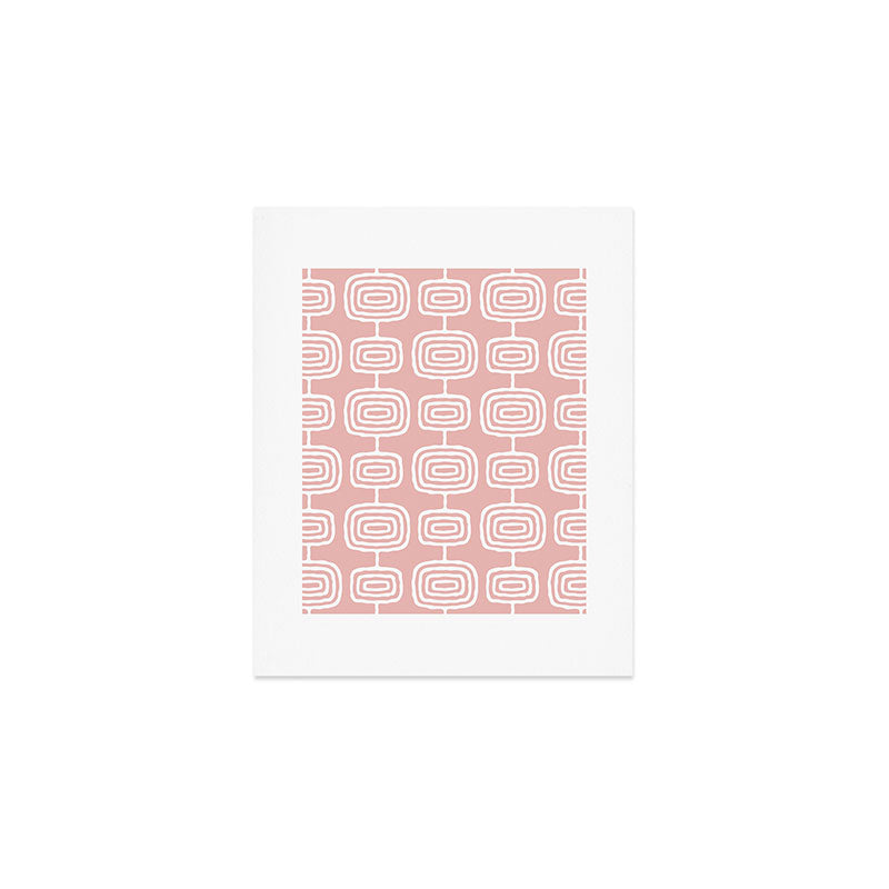 Mid Century Modern Atomic Rings Pattern Dusty Rose Art Print Gallery Image 1