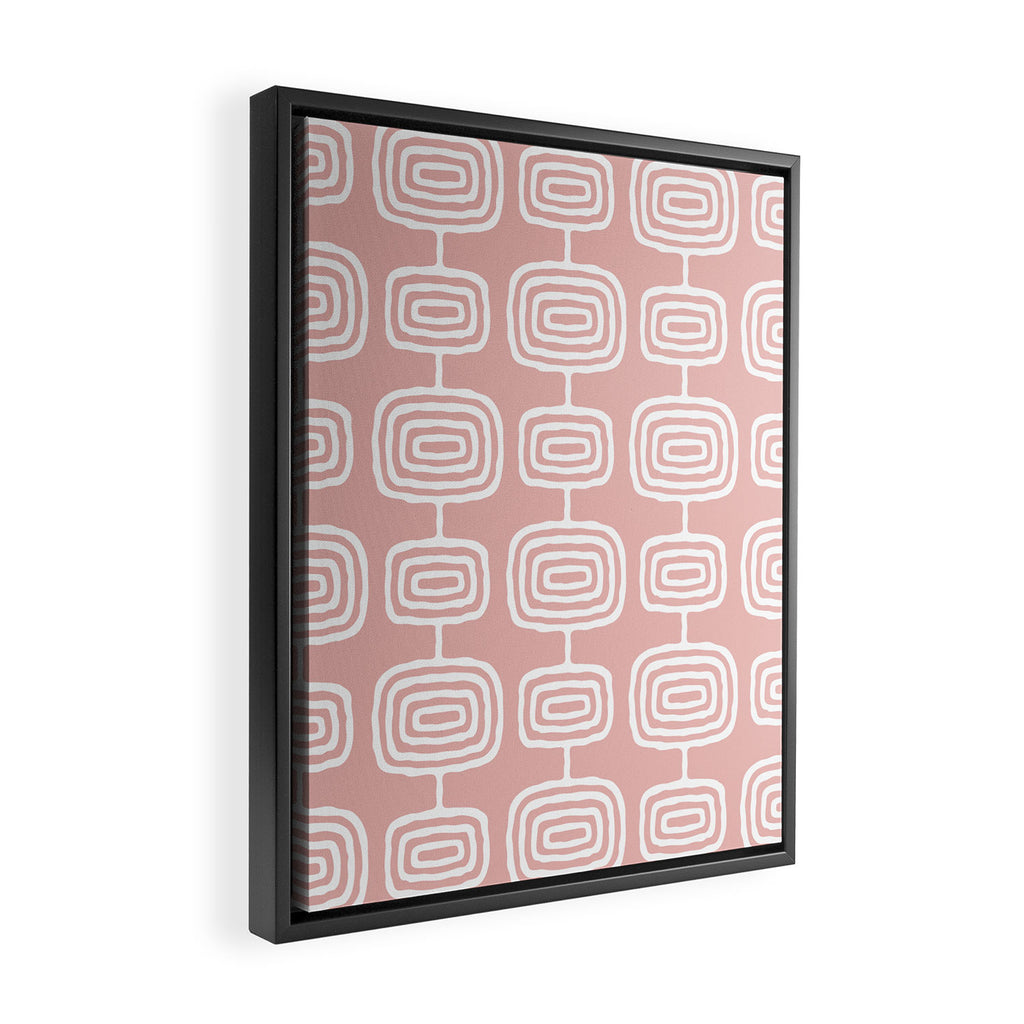 Mid Century Modern Atomic Rings Pattern Dusty Rose Framed Canvas Print Gallery Image 2