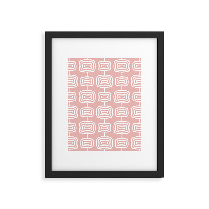 Mid Century Modern Atomic Rings Pattern Dusty Rose Framed Art Print Gallery Image 6