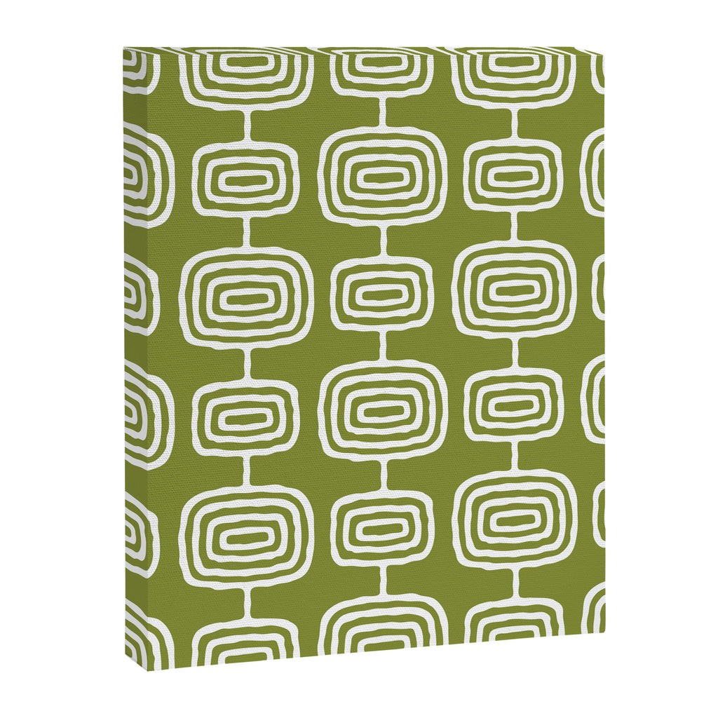 Mid Century Modern Atomic Rings Pattern Mid Mod Olive Green Canvas Print Gallery Image 8