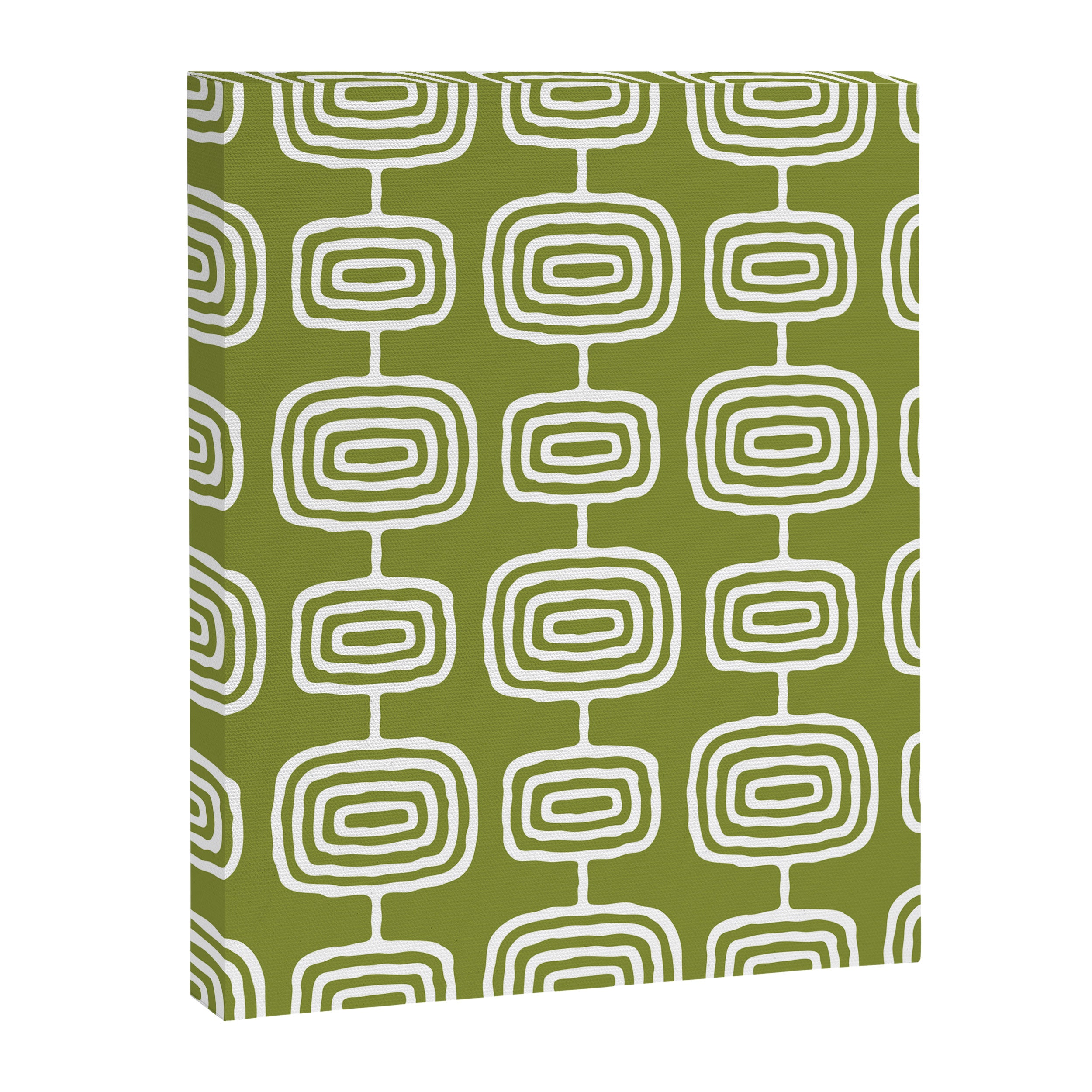 Mid Century Modern Atomic Rings Pattern Mid Mod Olive Green Canvas Print Gallery Image 8