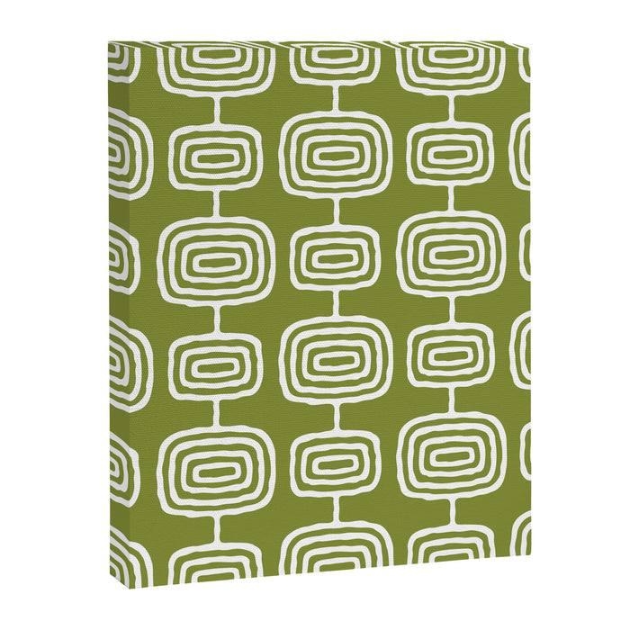 Mid Century Modern Atomic Rings Pattern Mid Mod Olive Green Canvas Print Gallery Image 1