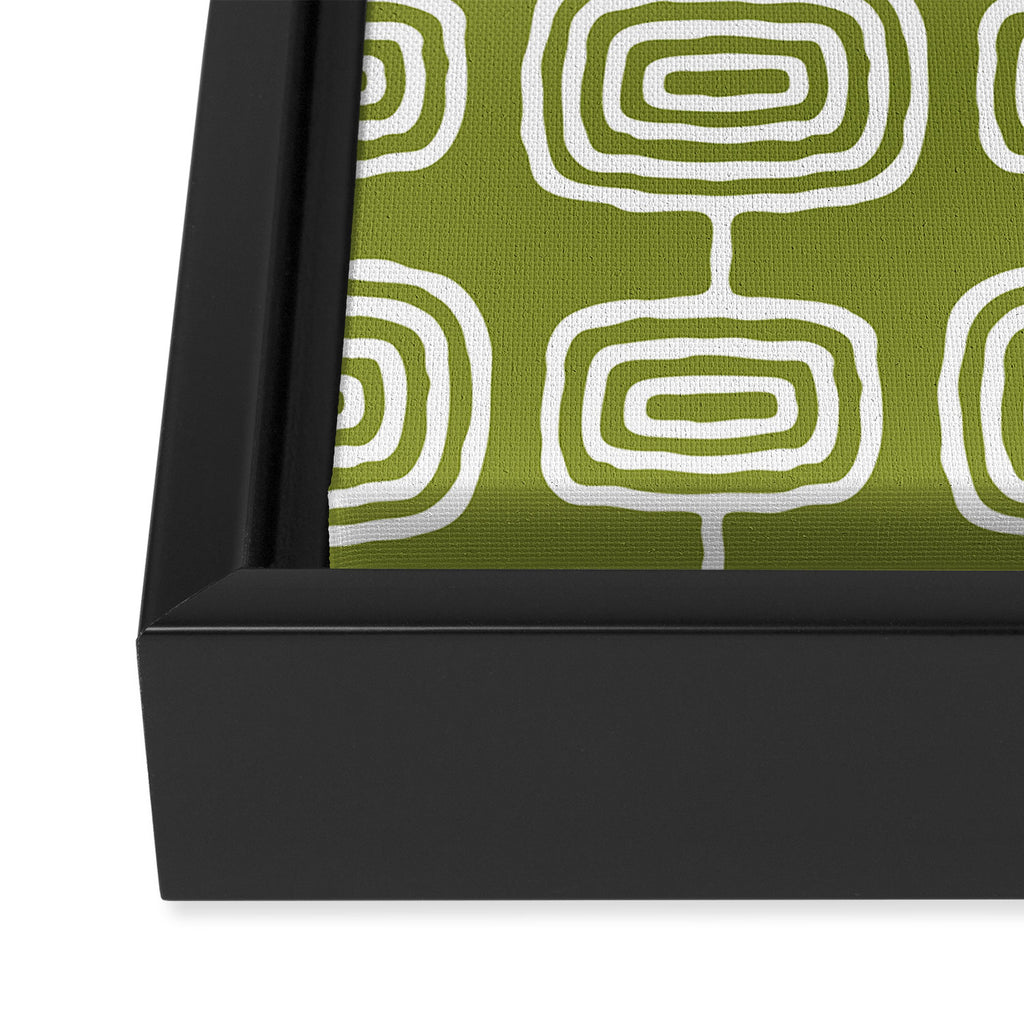 Mid Century Modern Atomic Rings Pattern Mid Mod Olive Green Framed Canvas Print Gallery Image 3