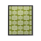 Mid Century Modern Atomic Rings Pattern Mid Mod Olive Green Framed Canvas Print Gallery Image 8