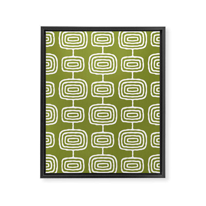 Mid Century Modern Atomic Rings Pattern Mid Mod Olive Green Framed Canvas Print Gallery Image 8