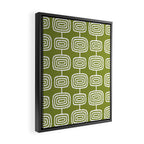 Mid Century Modern Atomic Rings Pattern Mid Mod Olive Green Framed Canvas Print Gallery Image 2