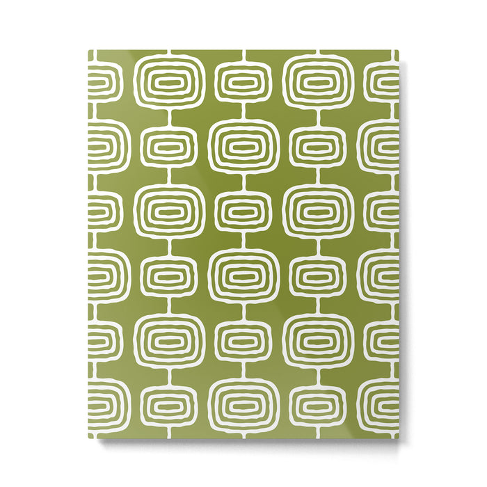Mid Century Modern Atomic Rings Pattern Mid Mod Olive Green Metal Print Gallery Image 1