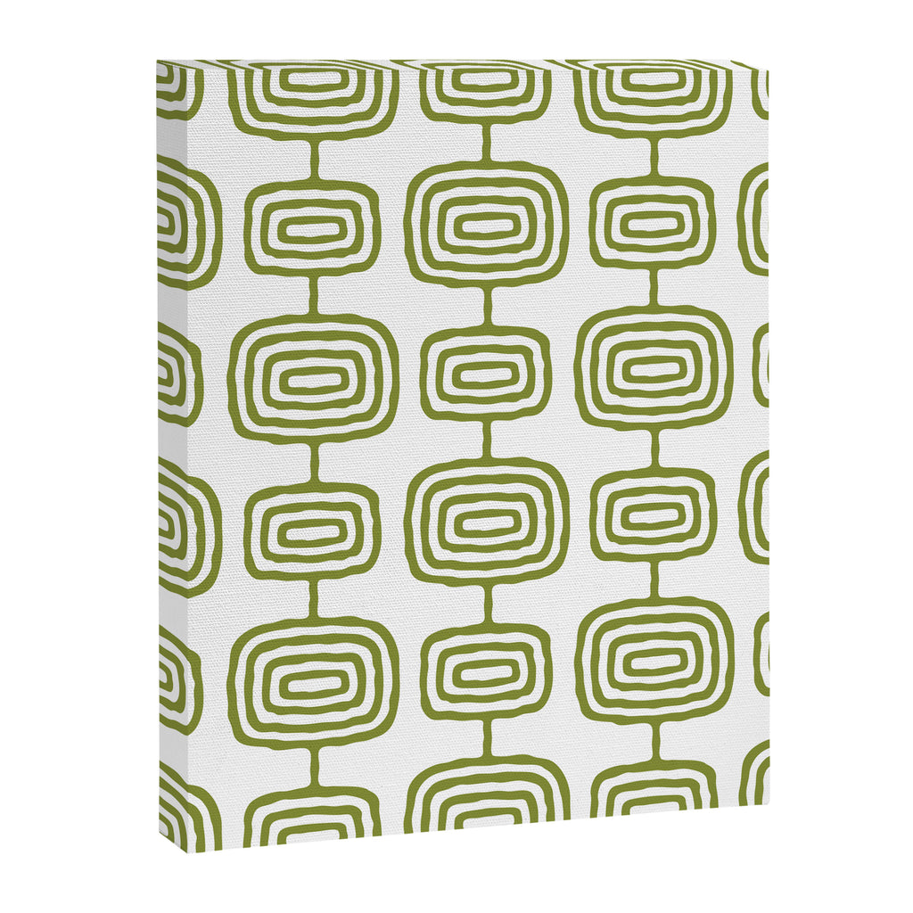 Mid Century Modern Atomic Rings Pattern Olive Green 3 Canvas Print Gallery Image 8