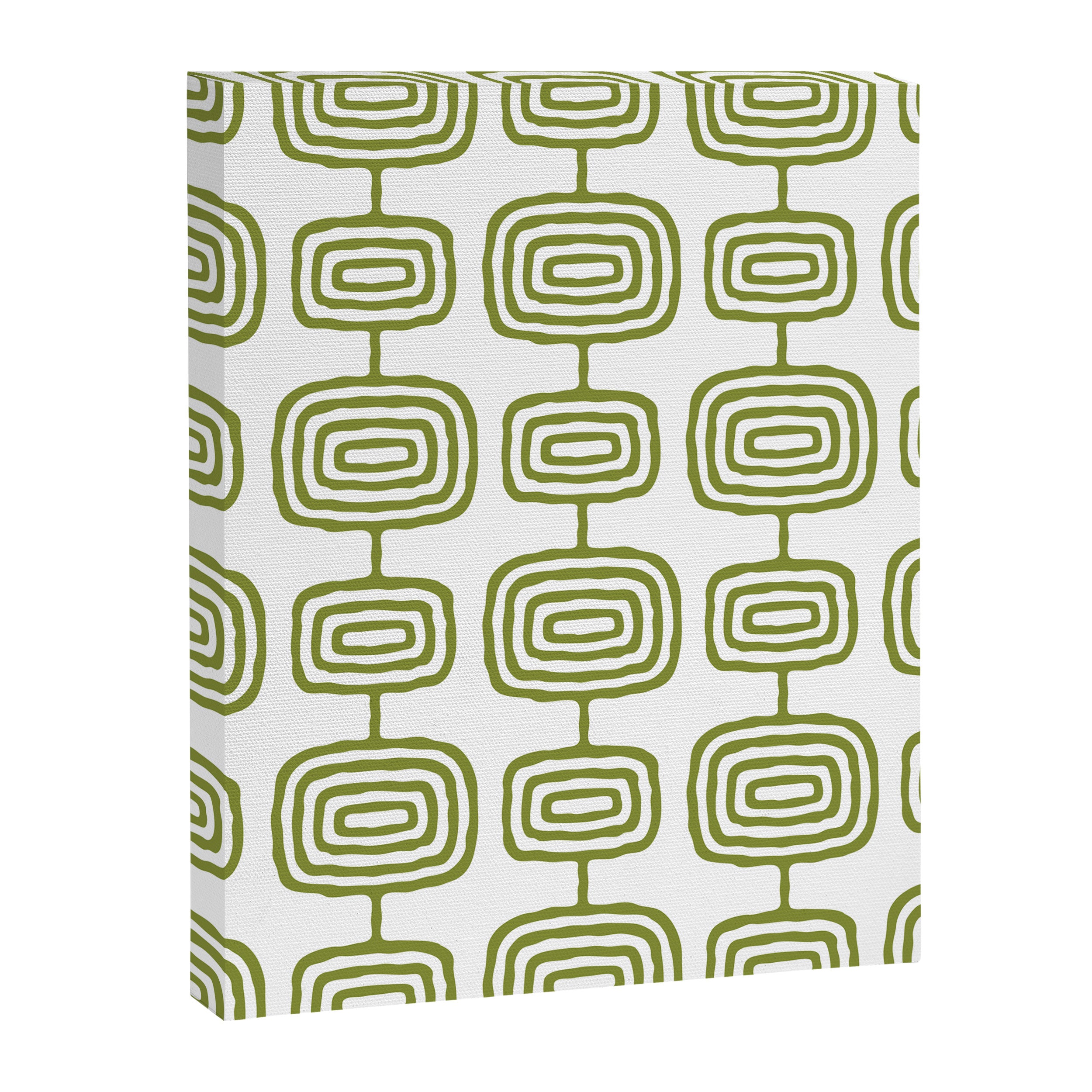 Mid Century Modern Atomic Rings Pattern Olive Green 3 Canvas Print Gallery Image 8