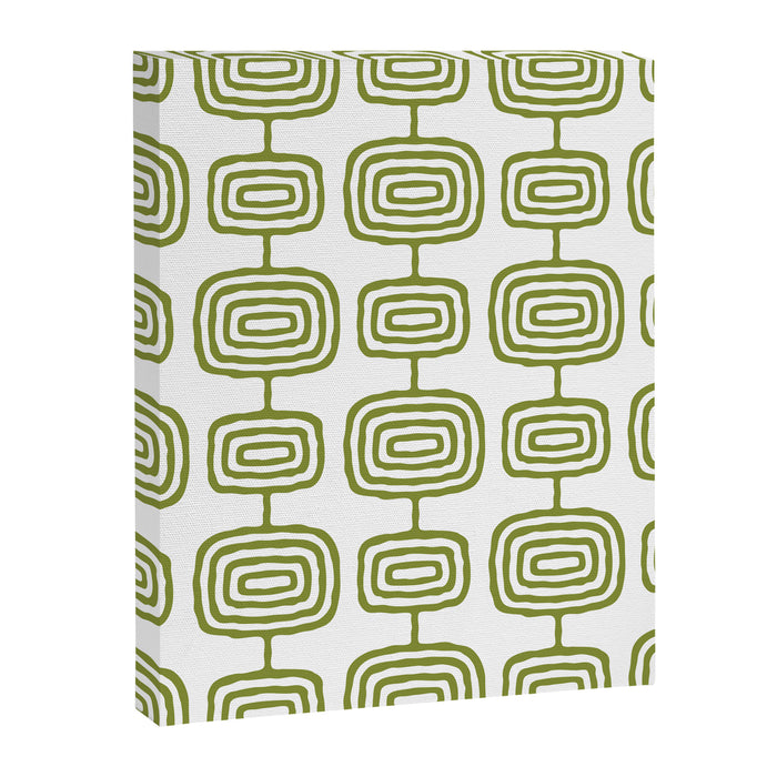 Mid Century Modern Atomic Rings Pattern Olive Green 3 Canvas Print Gallery Image 1