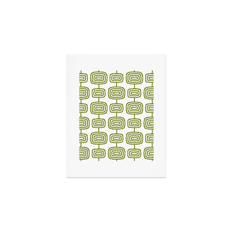 Mid Century Modern Atomic Rings Pattern Olive Green 3 Art Print Gallery Image 1