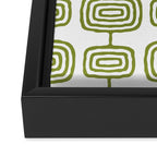 Mid Century Modern Atomic Rings Pattern Olive Green 3 Framed Canvas Print Gallery Image 3