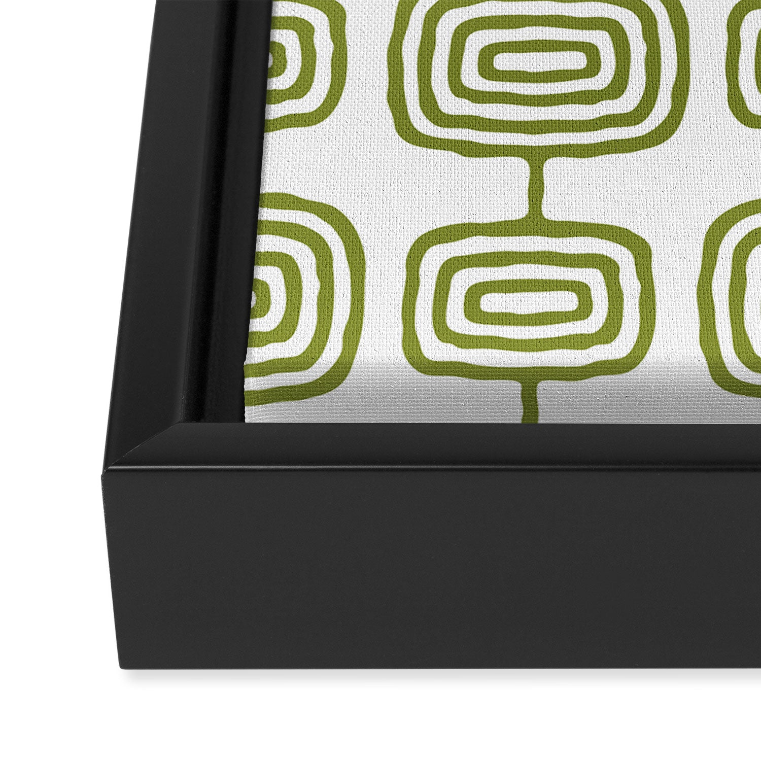 Mid Century Modern Atomic Rings Pattern Olive Green 3 Framed Canvas Print Gallery Image 3