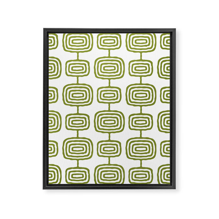 Mid Century Modern Atomic Rings Pattern Olive Green 3 Framed Canvas Print Gallery Image 1