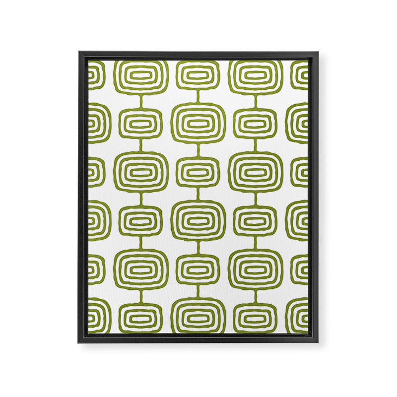 Mid Century Modern Atomic Rings Pattern Olive Green 3 Framed Canvas Print Gallery Image 8