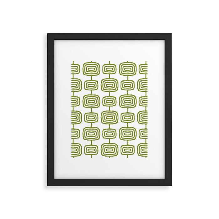 Mid Century Modern Atomic Rings Pattern Olive Green 3 Framed Art Print Gallery Image 1