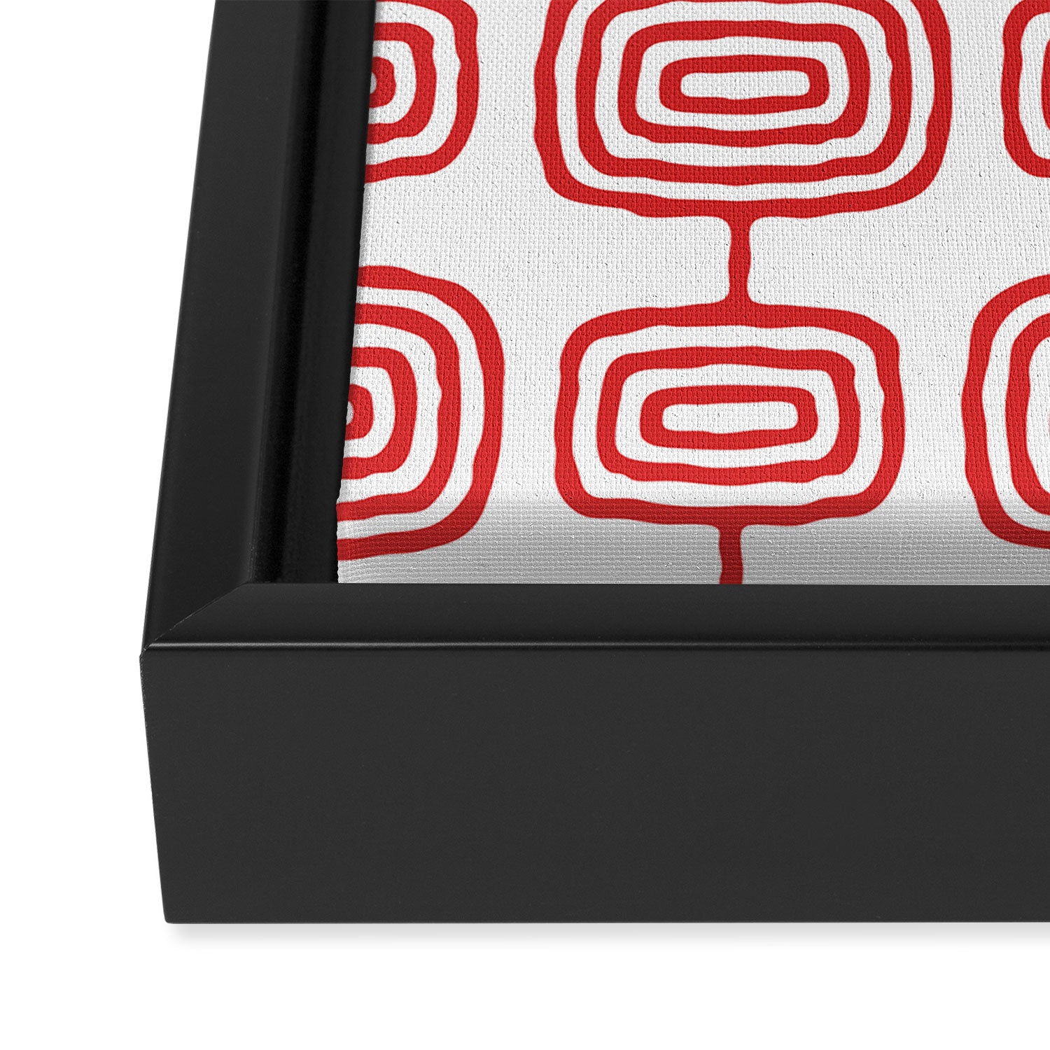 Mid Century Modern Atomic Rings Pattern Red 3 Framed Canvas Print Gallery Image 3