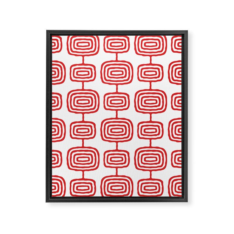 Mid Century Modern Atomic Rings Pattern Red 3 Framed Canvas Print Gallery Image 8