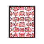 Mid Century Modern Atomic Rings Pattern Red 3 Framed Canvas Print Gallery Image 8