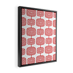 Mid Century Modern Atomic Rings Pattern Red 3 Framed Canvas Print Gallery Image 2