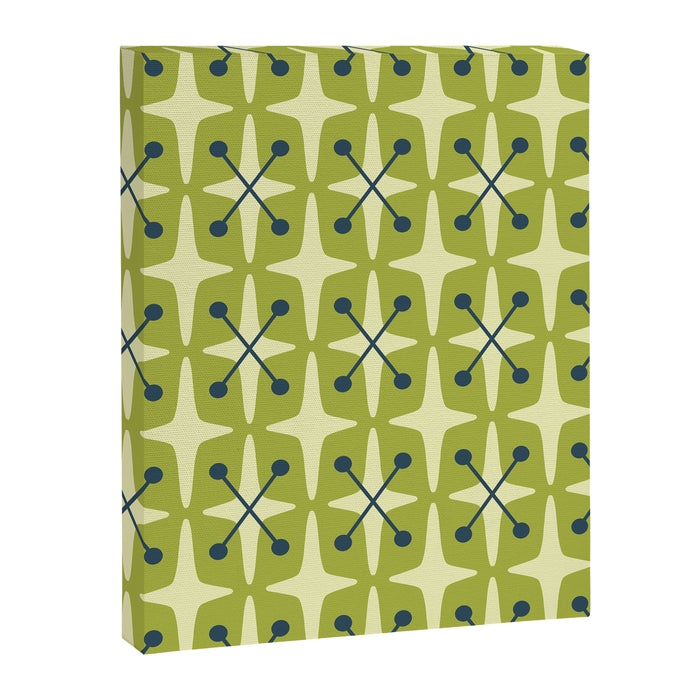 Mid Century Modern Atomic Starburst Pattern 541 Green Canvas Print Gallery Image 1