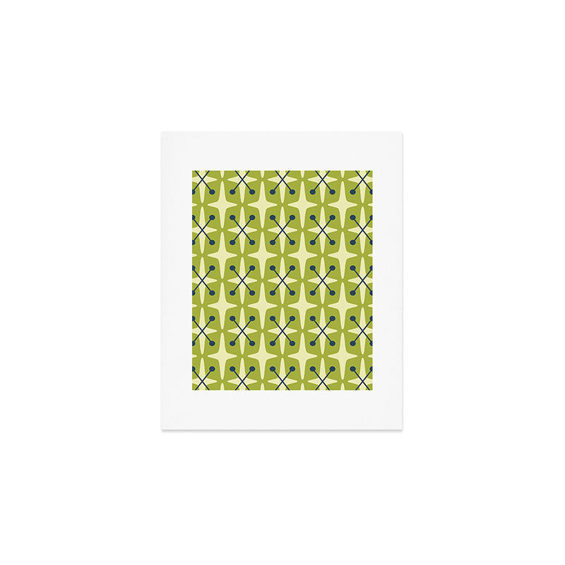 Mid Century Modern Atomic Starburst Pattern 541 Green Art Print Gallery Image 1