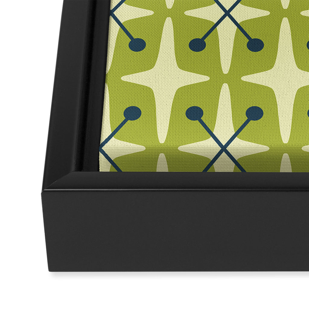 Mid Century Modern Atomic Starburst Pattern 541 Green Framed Canvas Print Gallery Image 3