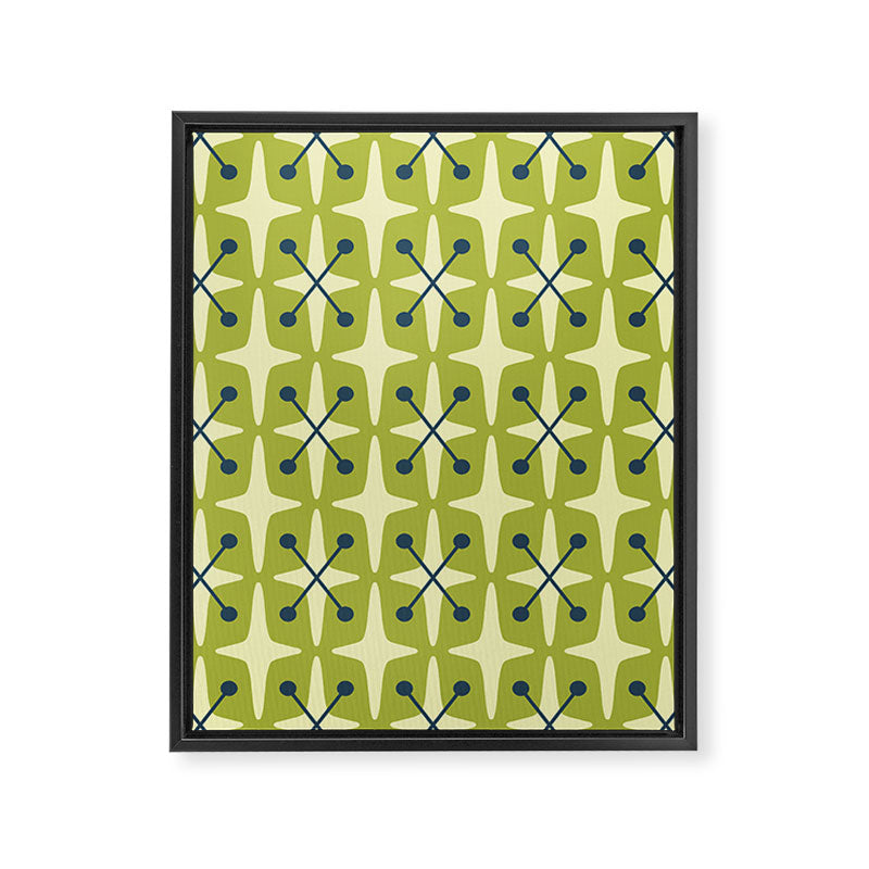 Mid Century Modern Atomic Starburst Pattern 541 Green Framed Canvas Print Gallery Image 8