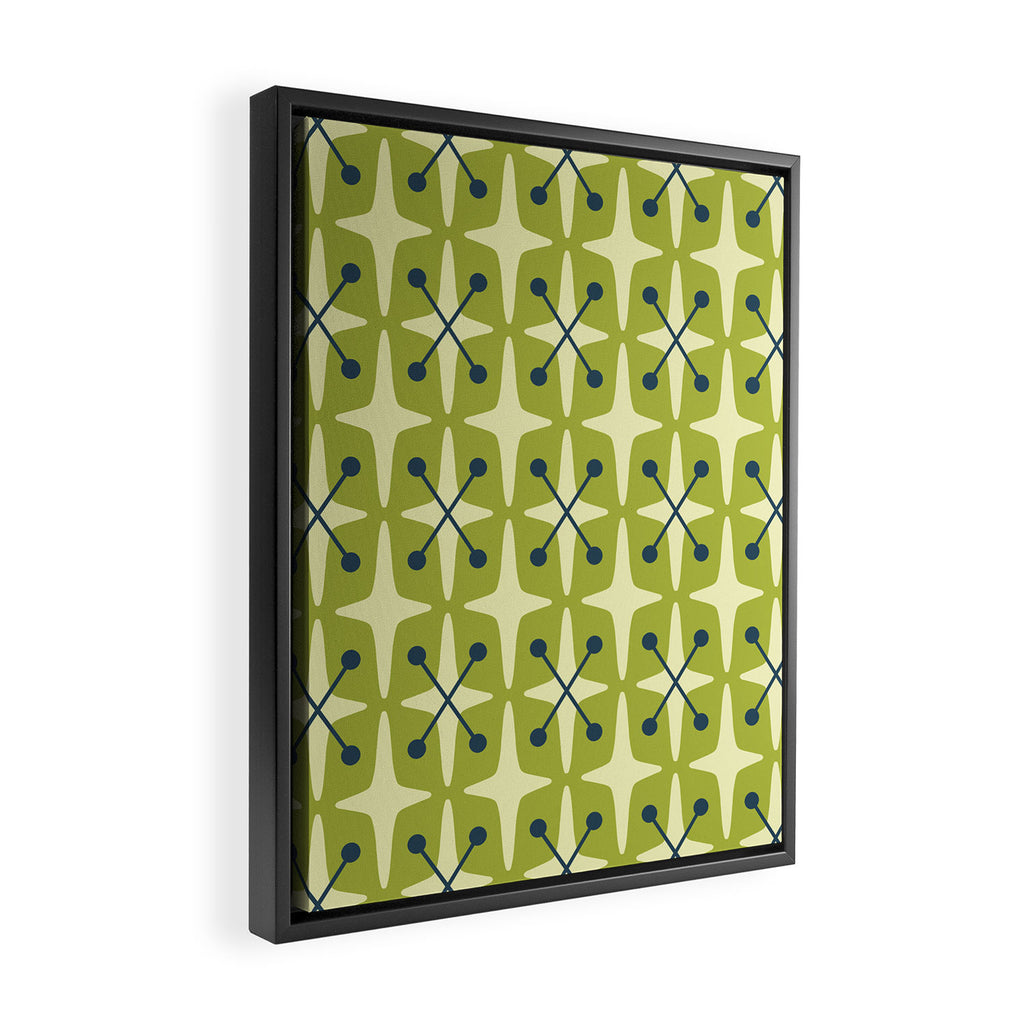 Mid Century Modern Atomic Starburst Pattern 541 Green Framed Canvas Print Gallery Image 2