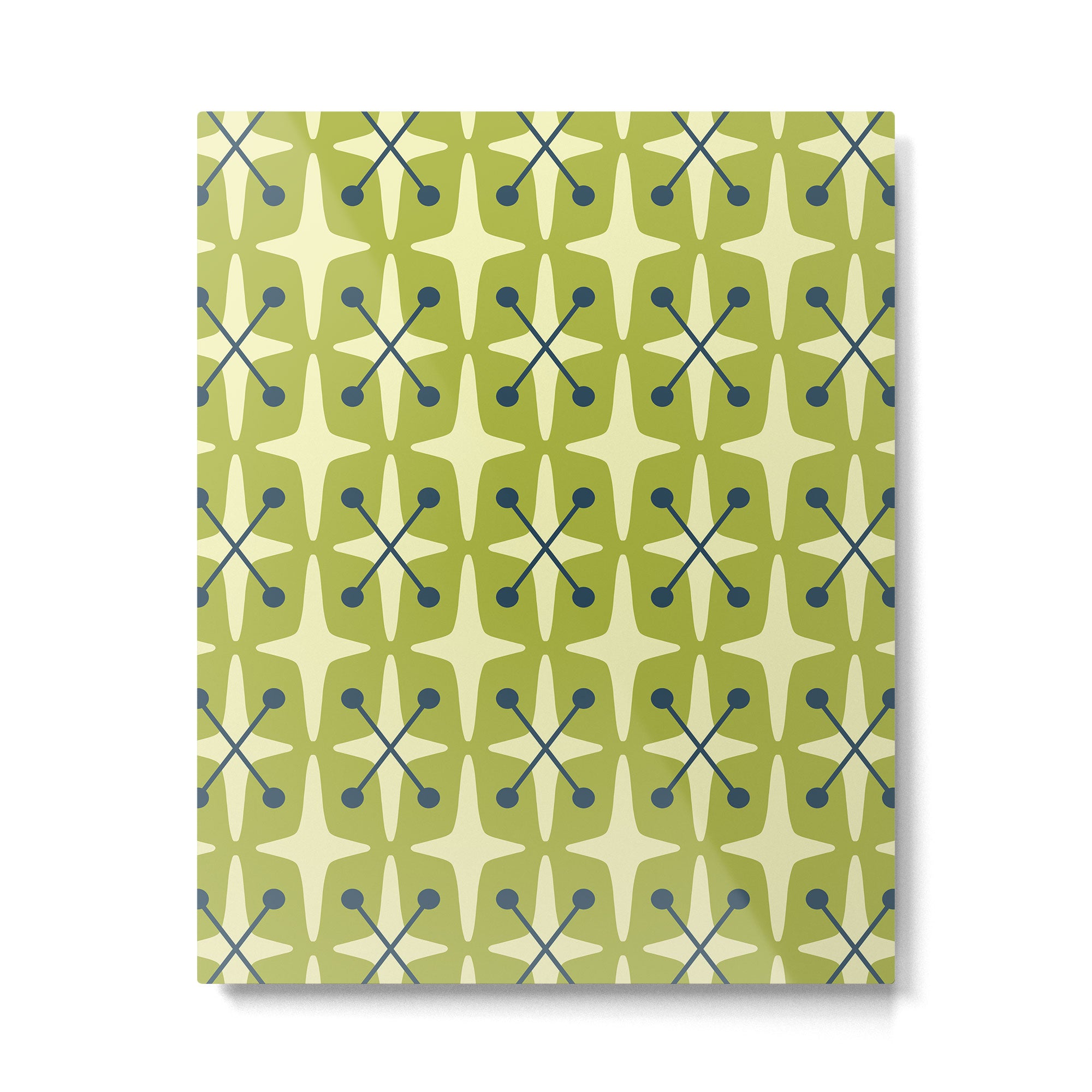 Mid Century Modern Atomic Starburst Pattern 541 Green Metal Print Gallery Image 6