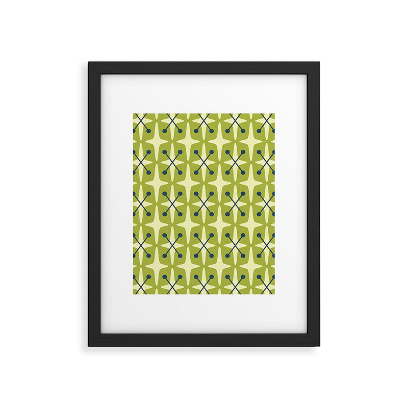 Mid Century Modern Atomic Starburst Pattern 541 Green Framed Art Print Gallery Image 6