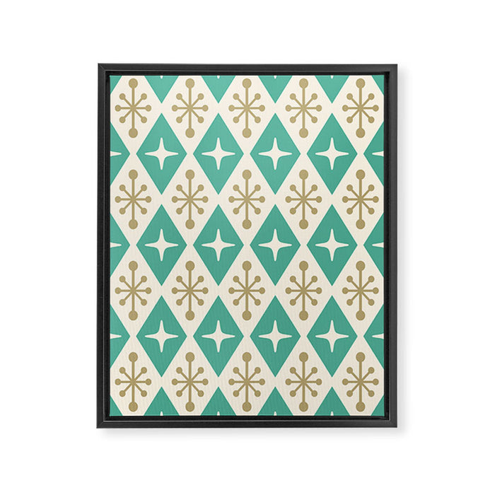 Mid Century Modern Atomic Triangle Pattern 105 Framed Canvas Print Gallery Image 1