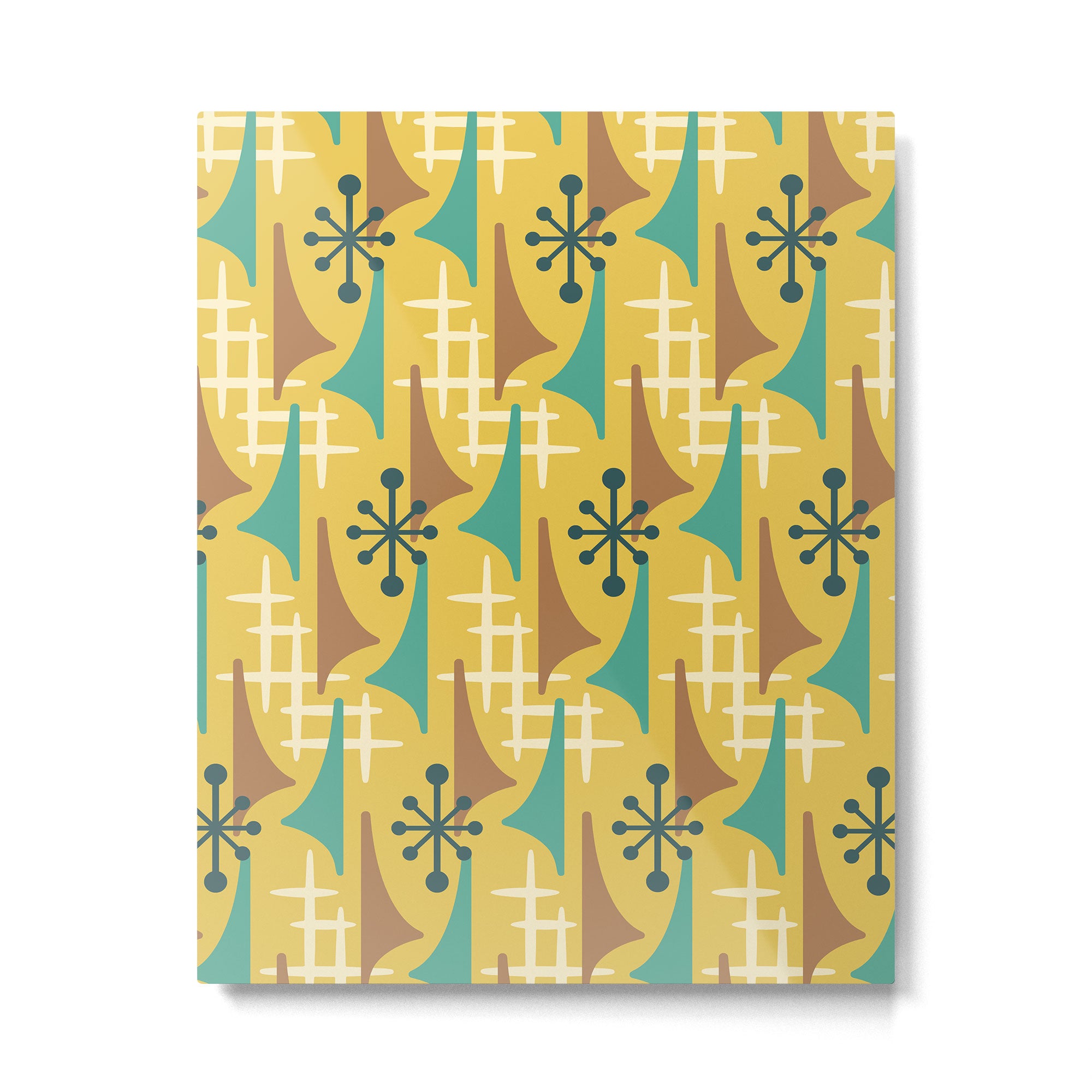 Mid Century Modern Atomic Wing Composition 55 Yellow Brown and Teal Metal Print Gallery Image 6