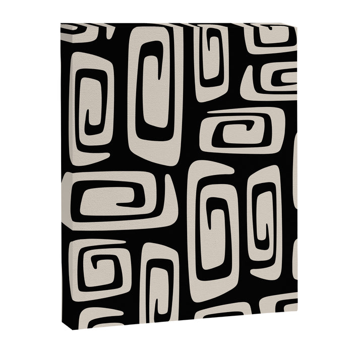 Mid Century Modern Cosmic Abstract 527 Black and Linen White Canvas Print Gallery Image 1