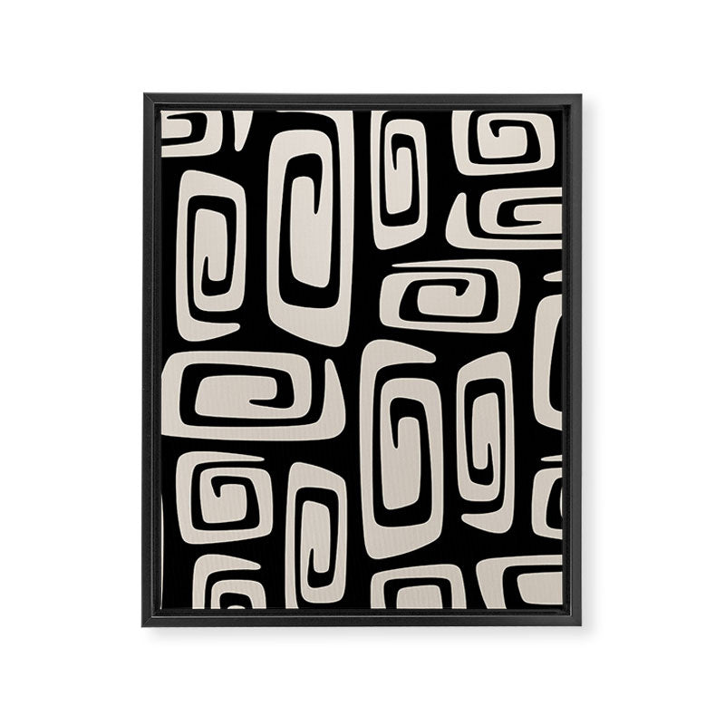 Mid Century Modern Cosmic Abstract 527 Black and Linen White Framed Canvas Print Gallery Image 8