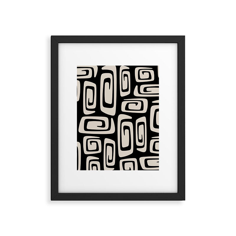 Mid Century Modern Cosmic Abstract 527 Black and Linen White Framed Art Print Gallery Image 6