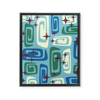 Mid Century Modern Cosmic Galaxies 728 Blue Green and Cream Framed Canvas Print Gallery Image 8