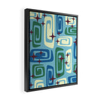 Mid Century Modern Cosmic Galaxies 728 Blue Green and Cream Framed Canvas Print Gallery Image 2