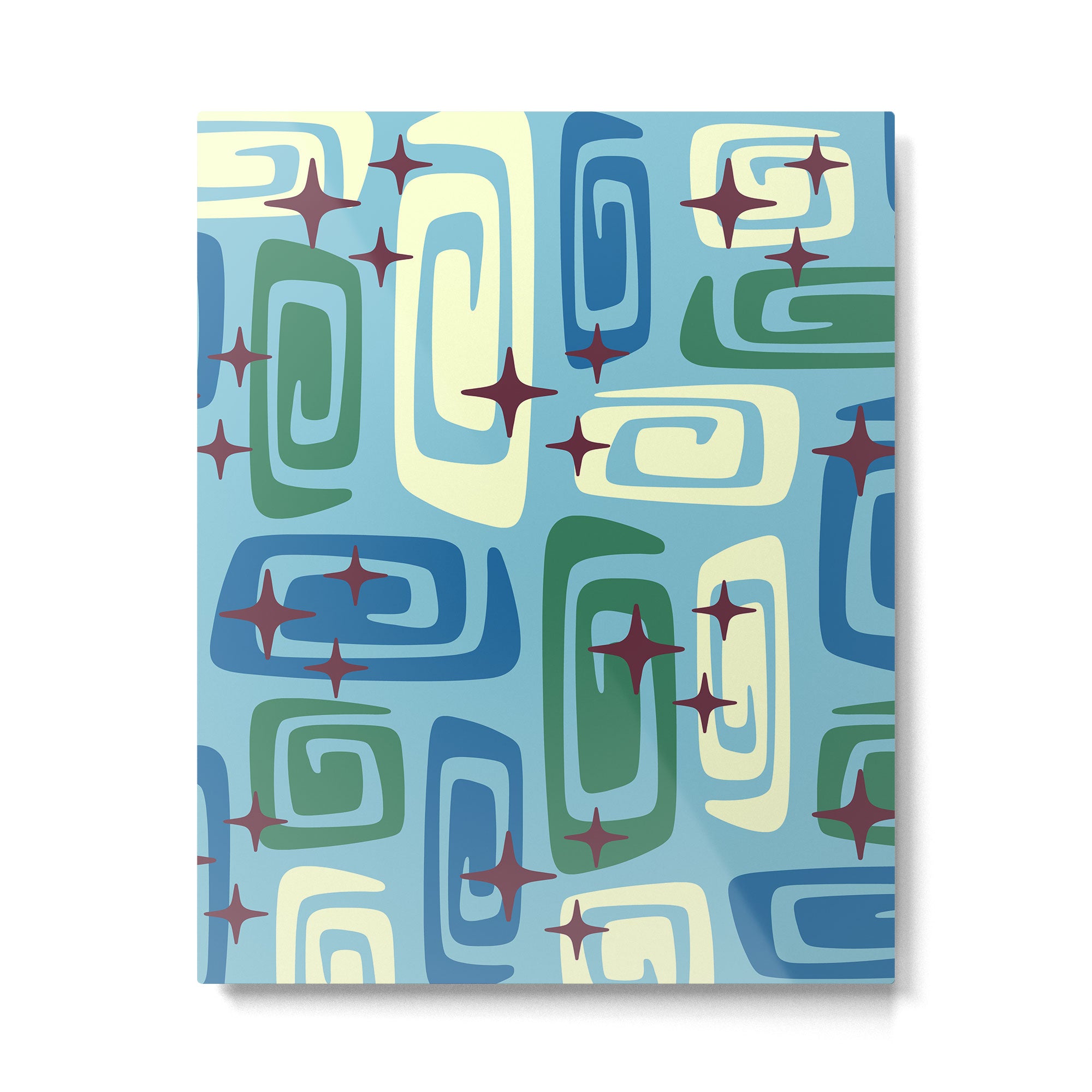 Mid Century Modern Cosmic Galaxies 728 Blue Green and Cream Metal Print Gallery Image 6